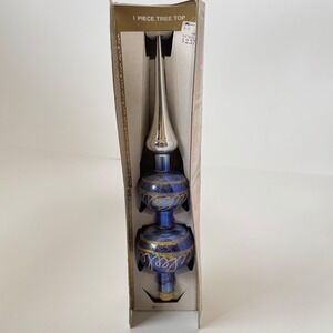 Vintage Kmart Cobalt Blue Glass Christmas Tree Topper Made in Germany